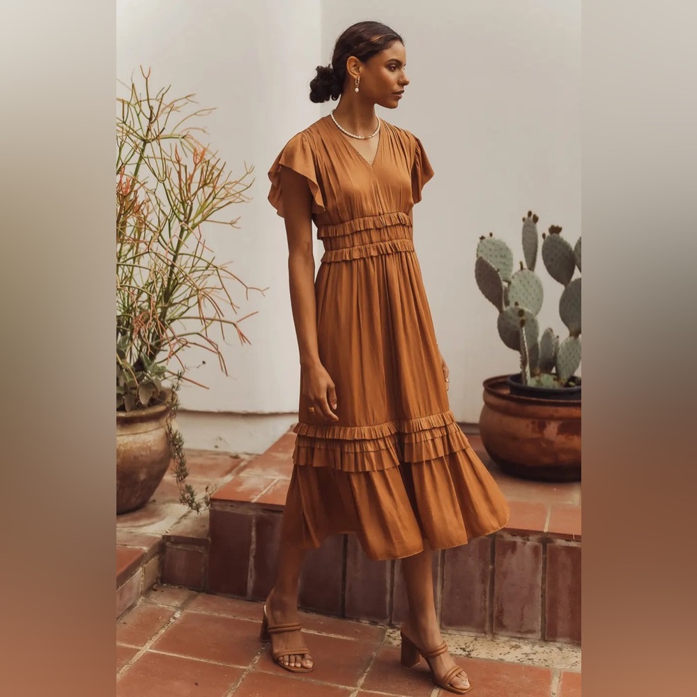 BOHME WILLA RUFFLE DRESS IN CAMEL - Like new